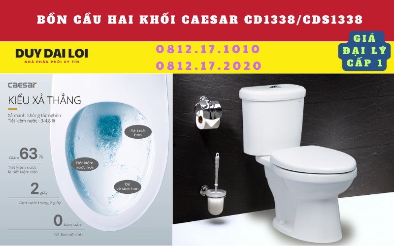 Bồn cầu hai khối cd1338/cds1338 Bồn cầu hai khối cd1338/cds1338