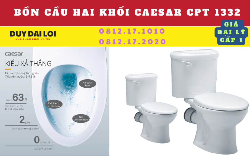 Bồn cầu hai khối cpt1332 caesar Bồn cầu hai khối cpt1332 caesar