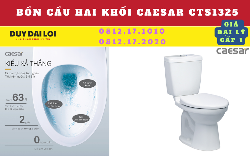 Bồn cầu hai khối cts 1325 caesar Bồn cầu hai khối cts 1325 caesar