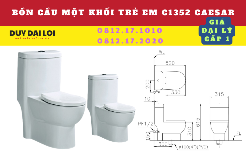 Bồn cầu một khối trẻ em caesar C1352 Bồn cầu một khối trẻ em caesar C1352