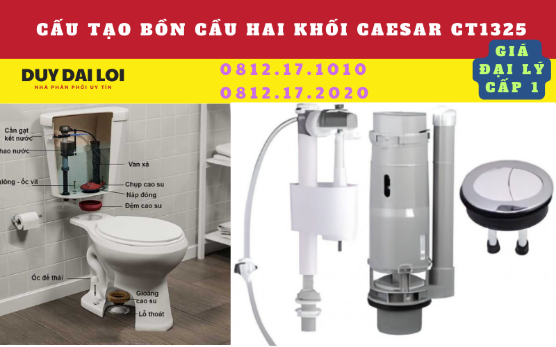 Cấu tạo bồn cầu hai khối caesar ct1325 Cấu tạo bồn cầu hai khối caesar ct1325