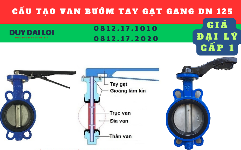 cấu tạo van bướm tay gạt dn 125 cấu tạo van bướm tay gạt dn 125