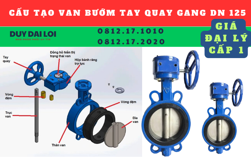 cấu tạo van bướm tay quay dn 125 cấu tạo van bướm tay quay dn 125