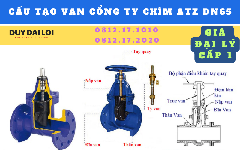 cấu tạo van cổng ty chìm atz dn65 cấu tạo van cổng ty chìm atz dn65