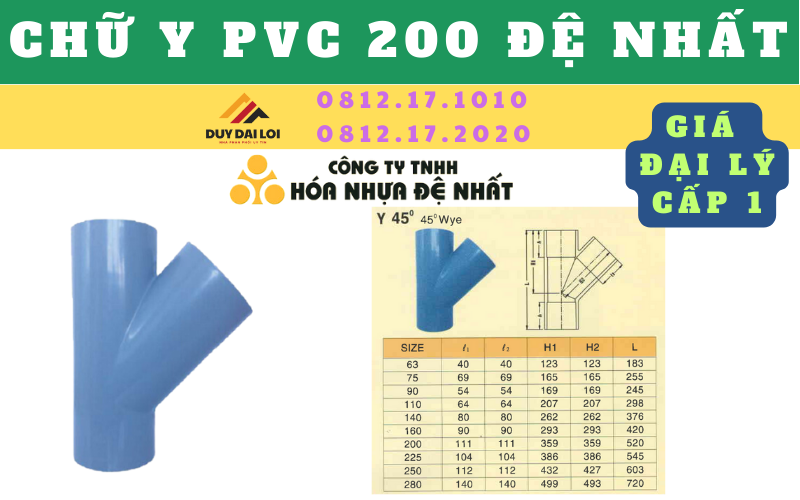 Chữ Y PVC 200 Đệ Nhất Chữ Y PVC 200 Đệ Nhất