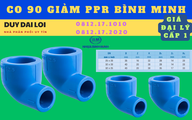 Thông số co giảm ppr bình minh Thông số co giảm ppr bình minh