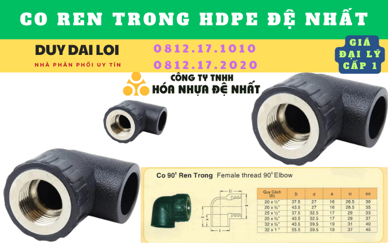 Co ren trong hdpe đệ nhất âm dương Co ren trong hdpe đệ nhất âm dương