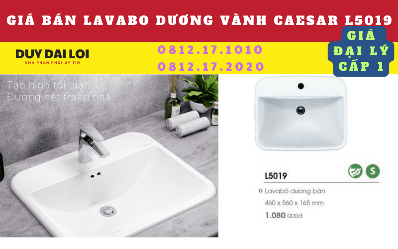 giá bán lavabo dương vành caesar L5019 giá bán lavabo dương vành caesar L5019
