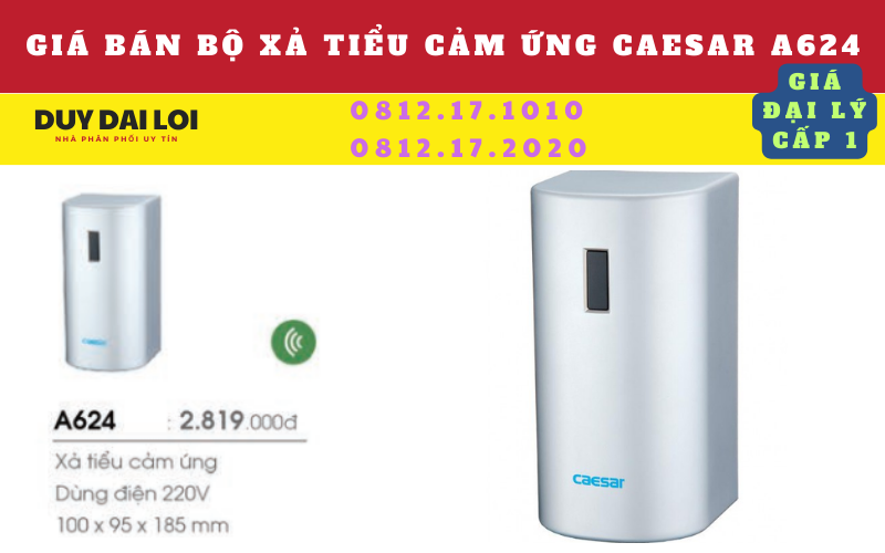 Gía bán bộ xả tiểu cảm ứng caesar A624 Gía bán bộ xả tiểu cảm ứng caesar A624