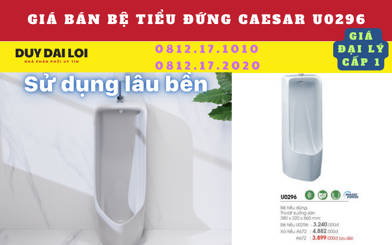 Giá bán bệ tiểu đứng caesar U0296 Giá bán bệ tiểu đứng caesar U0296