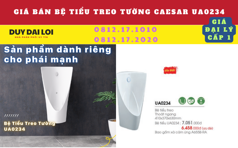 Gía bán bệ tiểu treo caesar UA0234 Gía bán bệ tiểu treo caesar UA0234