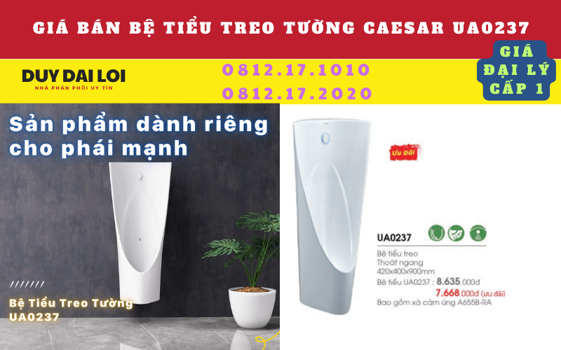 Gía bán bệ tiểu treo caesar UA0237 Gía bán bệ tiểu treo caesar UA0237