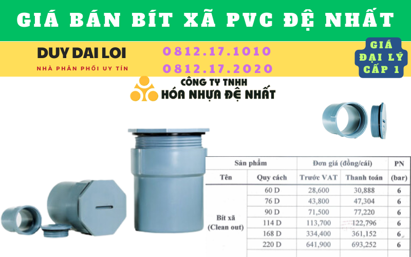 Giá bán Bít xã pvc đệ nhất  Giá bán Bít xã pvc đệ nhất