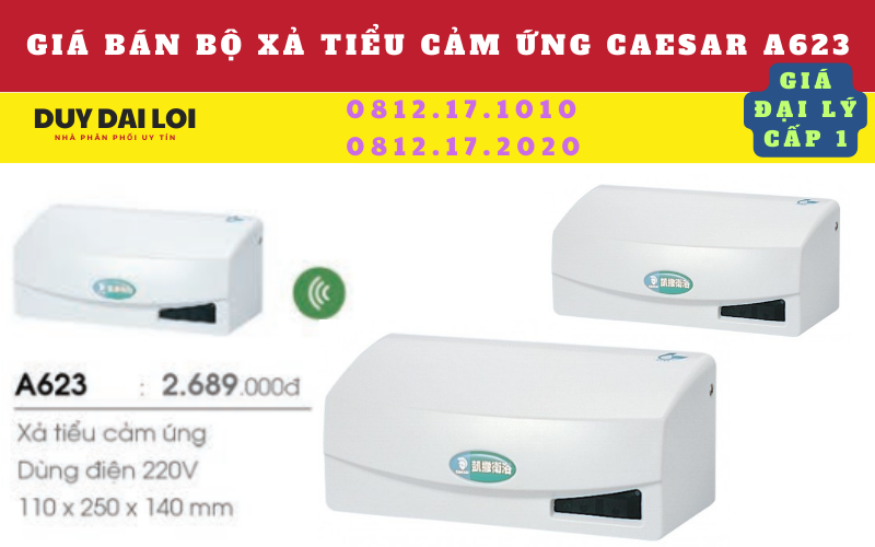 Gía bán bộ xả tiểu cảm ứng caesar A623 Gía bán bộ xả tiểu cảm ứng caesar A623
