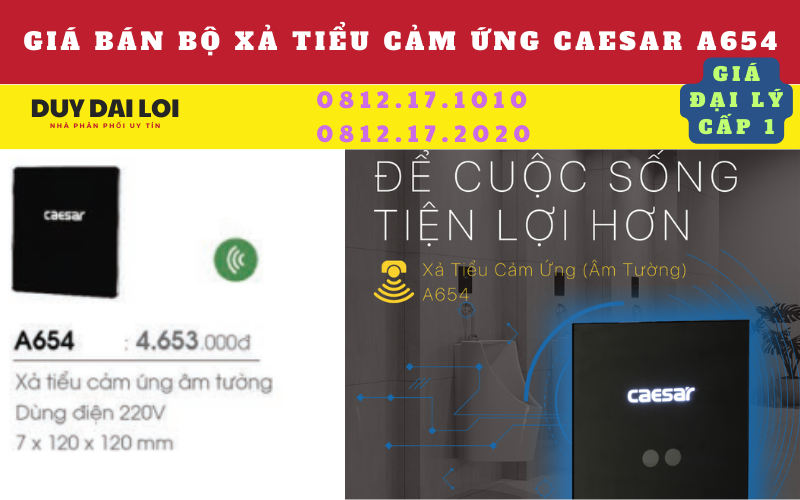 Gía bán bộ xả tiểu cảm ứng caesar A654 Gía bán bộ xả tiểu cảm ứng caesar A654