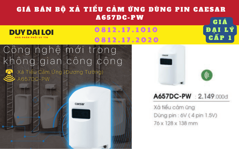 Gía bán bộ xả tiểu cảm ứng dùng pin caesar A657DC-PW Gía bán bộ xả tiểu cảm ứng dùng pin caesar A657DC-PW
