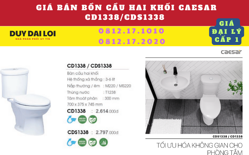Gía bàn bồn cầu hai khối CD1338/CDS1338caesar Gía bàn bồn cầu hai khối CD1338/CDS1338caesar