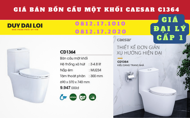 Gía bán bồn cầu một khối caesar CD1364 Gía bán bồn cầu một khối caesar CD1364