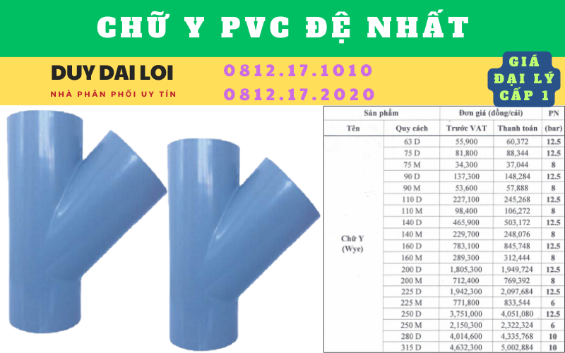 Gía bán Y pvc đệ nhất  Gía bán Y pvc đệ nhất
