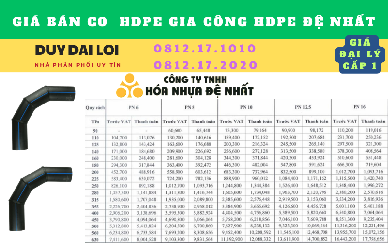 Giá bán Co hdpe gia công đệ nhất hàn đối đầu Giá bán Co hdpe gia công đệ nhất hàn đối đầu