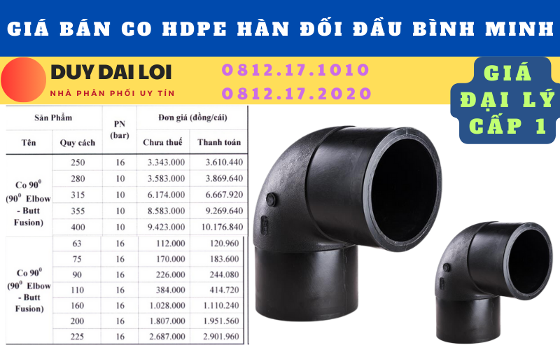 Gía bán co hdpe bình minh hàn đối đầu Gía bán co hdpe bình minh hàn đối đầu