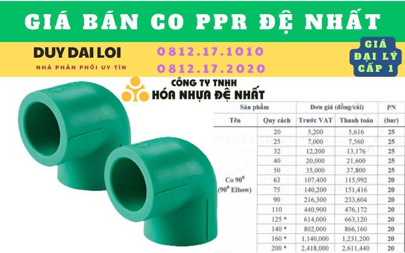Giá bán Co 90 ppr đệ nhất Giá bán Co 90 ppr đệ nhất