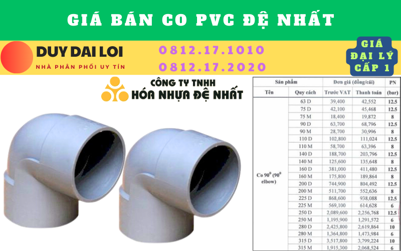 Gía bán co pvc đệ nhất Gía bán co pvc đệ nhất