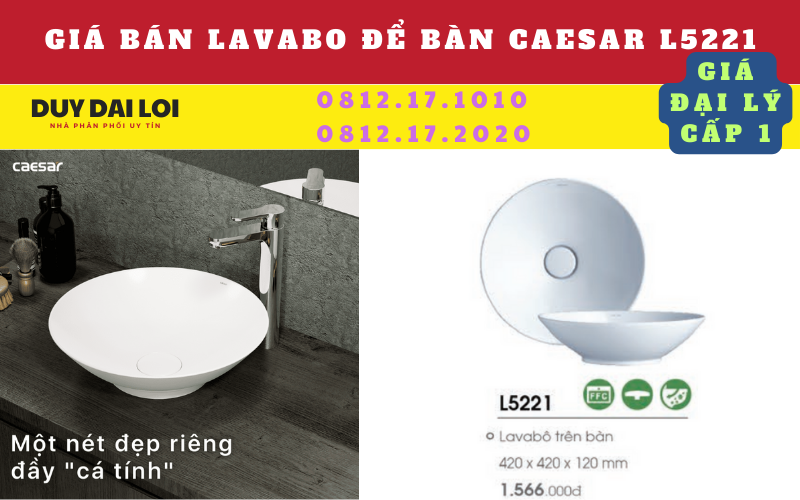 Gía bán lavabo đặt bàn caesar L5221 Gía bán lavabo đặt bàn caesar L5221