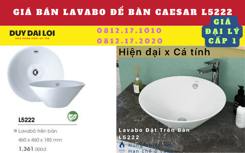 Gía bán lavabo đặt bàn caesar L5222 Gía bán lavabo đặt bàn caesar L5222