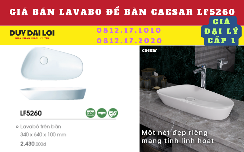 giá bán lavabo để bàn caesar LF5260 giá bán lavabo để bàn caesar LF5260