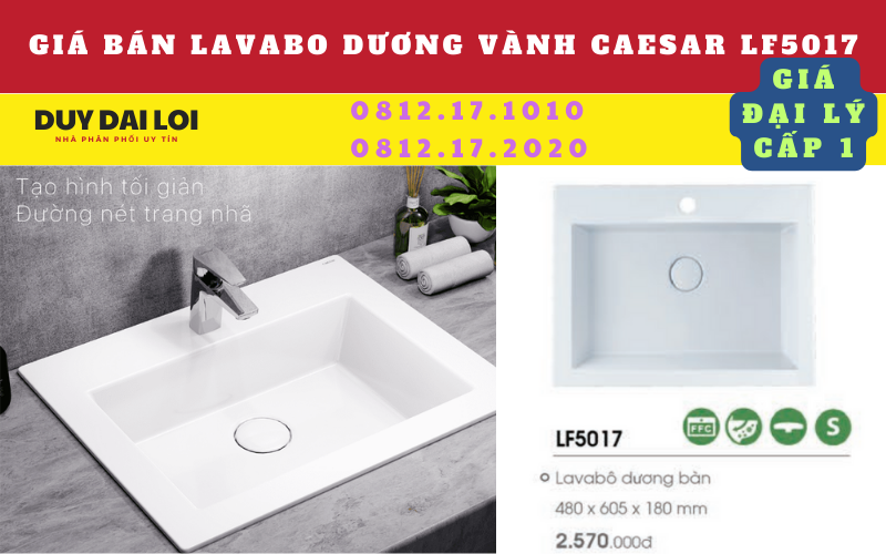 giá bán lavabo dương vành caesar LF5017 giá bán lavabo dương vành caesar LF5017