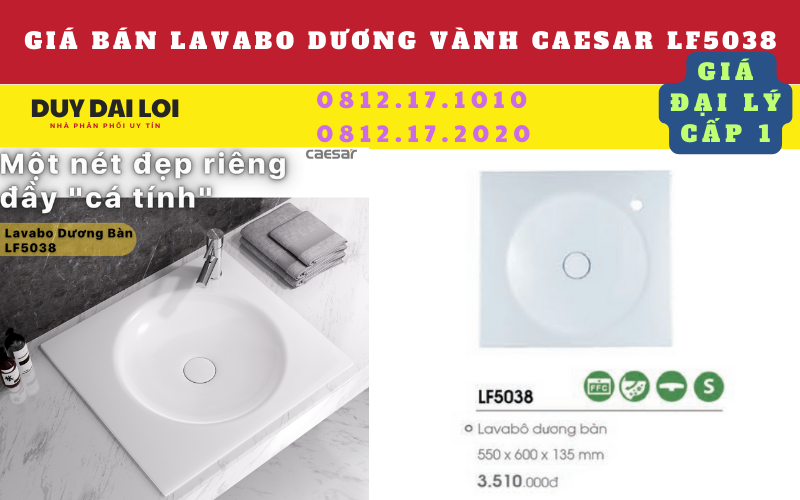giá bán lavabo dương vành caesar LF5038 giá bán lavabo dương vành caesar LF5038