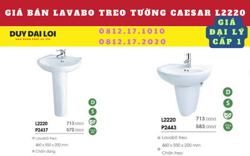 giá bán lavabo treo tường caesar L2220 chân treo và chân đứng giá bán lavabo treo tường caesar L2220 chân treo và chân đứng