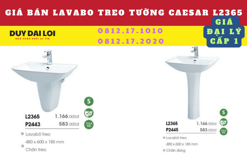giá bán lavabo treo tường caesar L2365 chân treo và chân đứng giá bán lavabo treo tường caesar L2365 chân treo và chân đứng