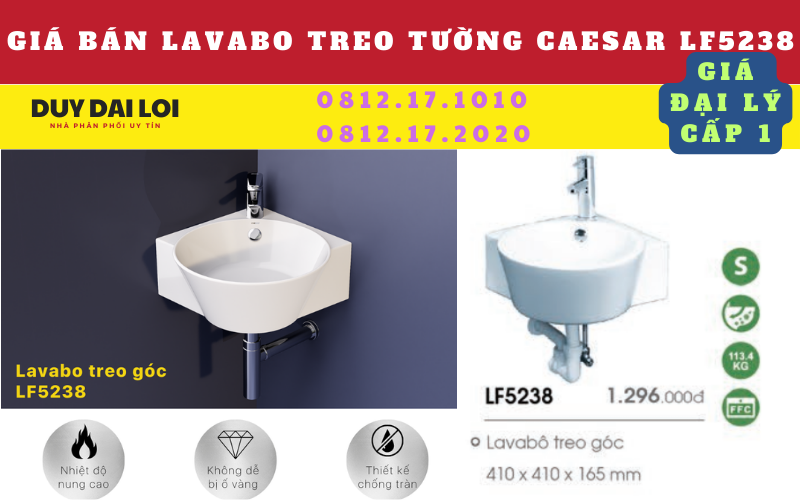 giá bán lavabo treo tường caesar LF5238 giá bán lavabo treo tường caesar LF5238