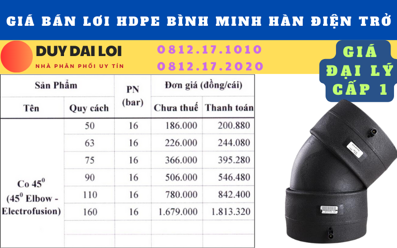 Gía bán lơi hdpe bình mình hàn điện trở Gía bán lơi hdpe bình mình hàn điện trở