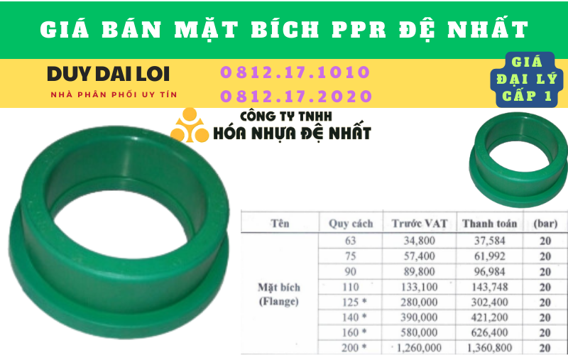 Giá bán Mặt bích ppr đệ nhất Giá bán Mặt bích ppr đệ nhất