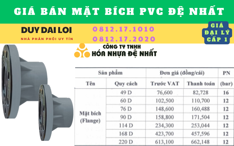 Giá bán mặt bích pvc đệ nhất  Giá bán mặt bích pvc đệ nhất
