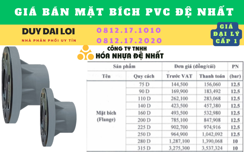 Giá bán mặt bích pvc đệ nhất  Giá bán mặt bích pvc đệ nhất