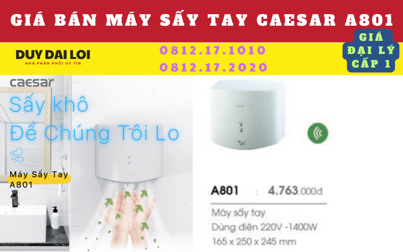 Gía bán máy sấy tay caesar A801 Gía bán máy sấy tay caesar A801