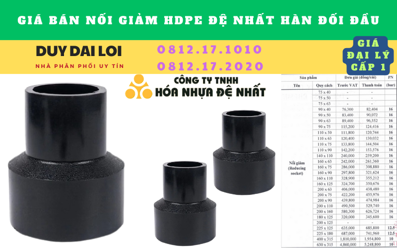 Giá bán Nối giảm hdpe đệ nhất hàn đối đầu Giá bán Nối giảm hdpe đệ nhất hàn đối đầu