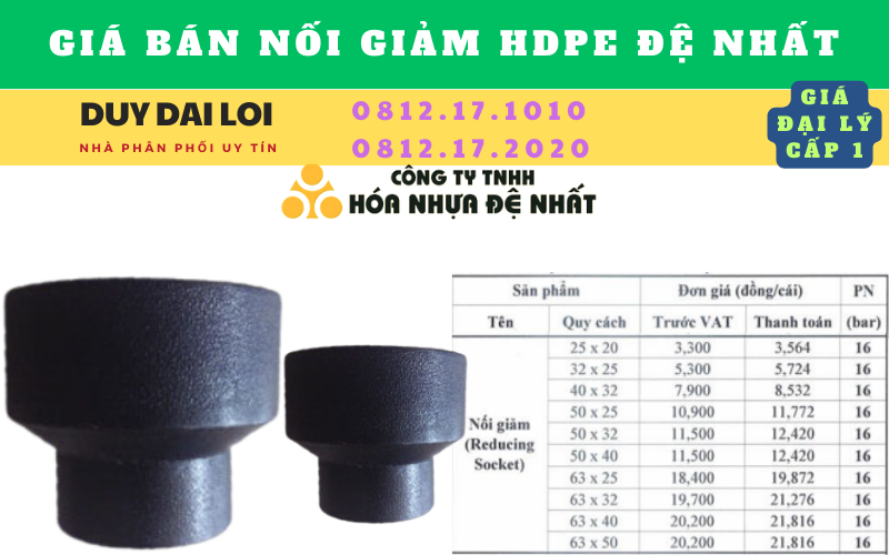 Giá bán Nối giảm hdpe đệ nhất Giá bán Nối giảm hdpe đệ nhất