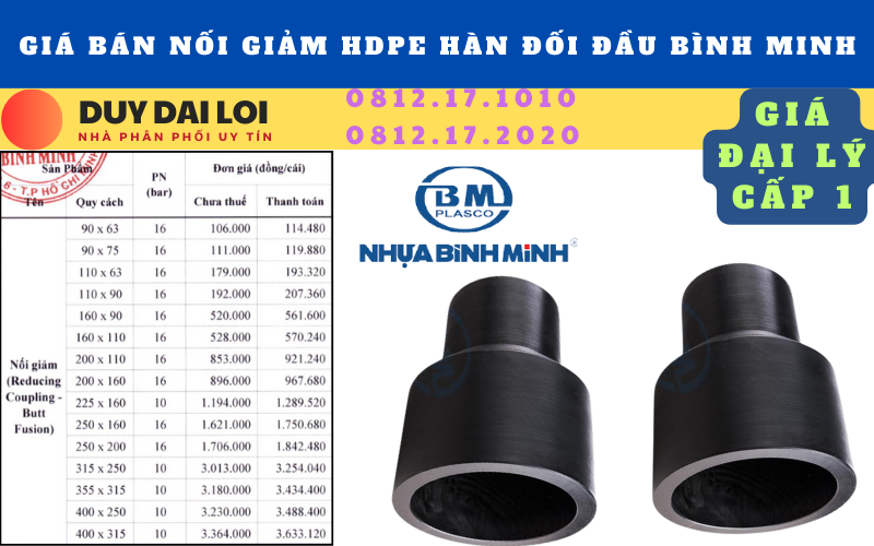 Gía bán nối giàm hdpe hàn đối đầu bình minh Gía bán nối giàm hdpe hàn đối đầu bình minh