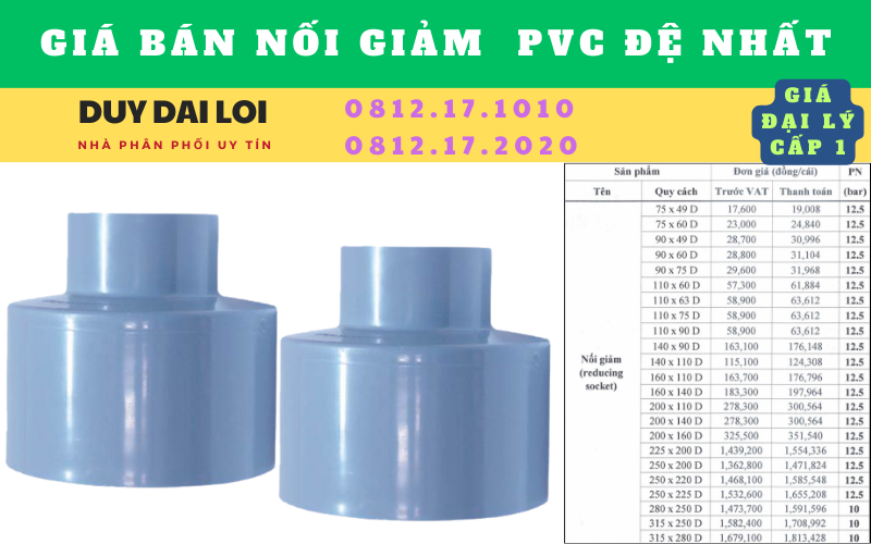 Gía bán Nối giảm pvc đệ nhất Gía bán Nối giảm pvc đệ nhất