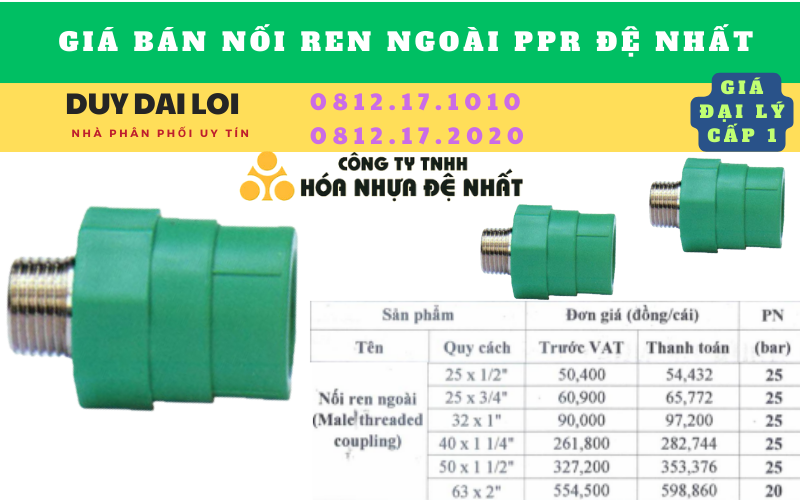 Giá bán Nối ren ngoài ppr đệ nhất Giá bán Nối ren ngoài ppr đệ nhất