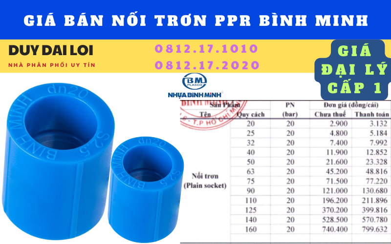Gía bán nối trơn ppr bình minh Gía bán nối trơn ppr bình minh