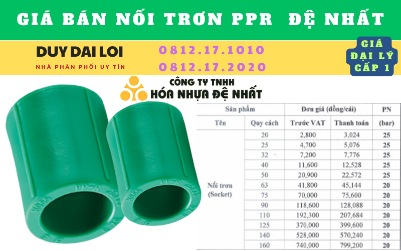 Giá bán nối trơn ppr đệ nhất Giá bán nối trơn ppr đệ nhất