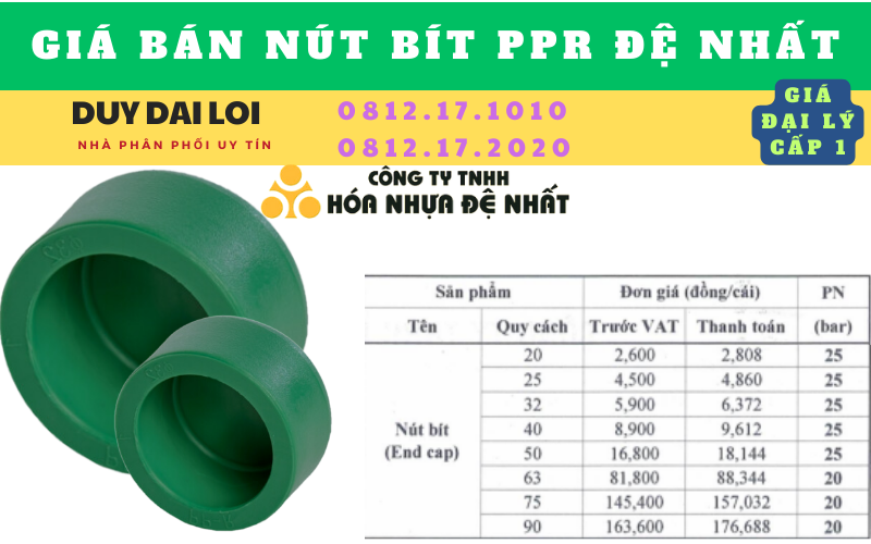 Giá bán Nút bít ppr đệ nhất Giá bán Nút bít ppr đệ nhất