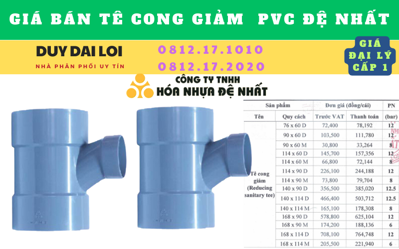 Gía bán Tê cong giảm pvc đệ nhất Gía bán Tê cong giảm pvc đệ nhất