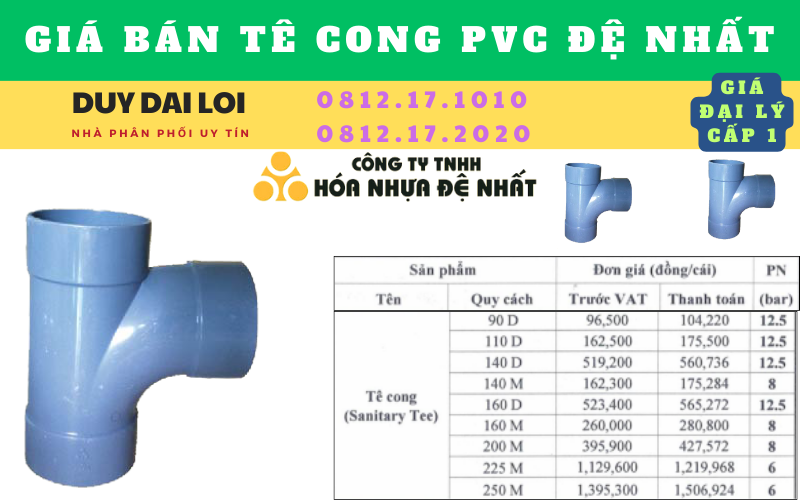 Gía bán Tê cong pvc đệ nhất Gía bán Tê cong pvc đệ nhất